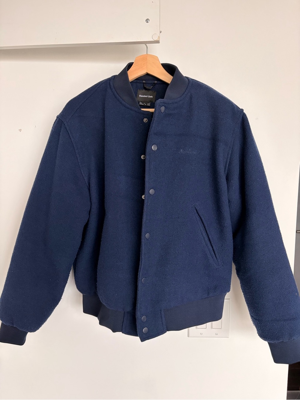 Men's Navy Fleece Bomber Jacket by Standard Cloth